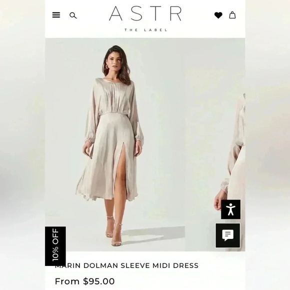 NWOT ASTR the label MARIN DOLMAN SLEEVE MIDI DRESS champagne - Picture 1 of 9